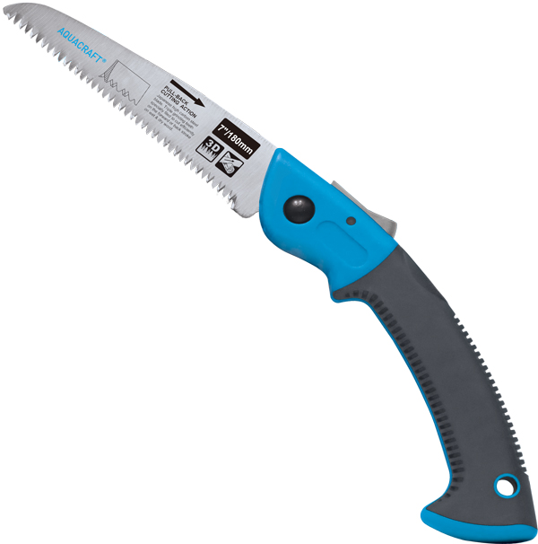Folding pruning saw with Japanese blade and sharp triangular teeth