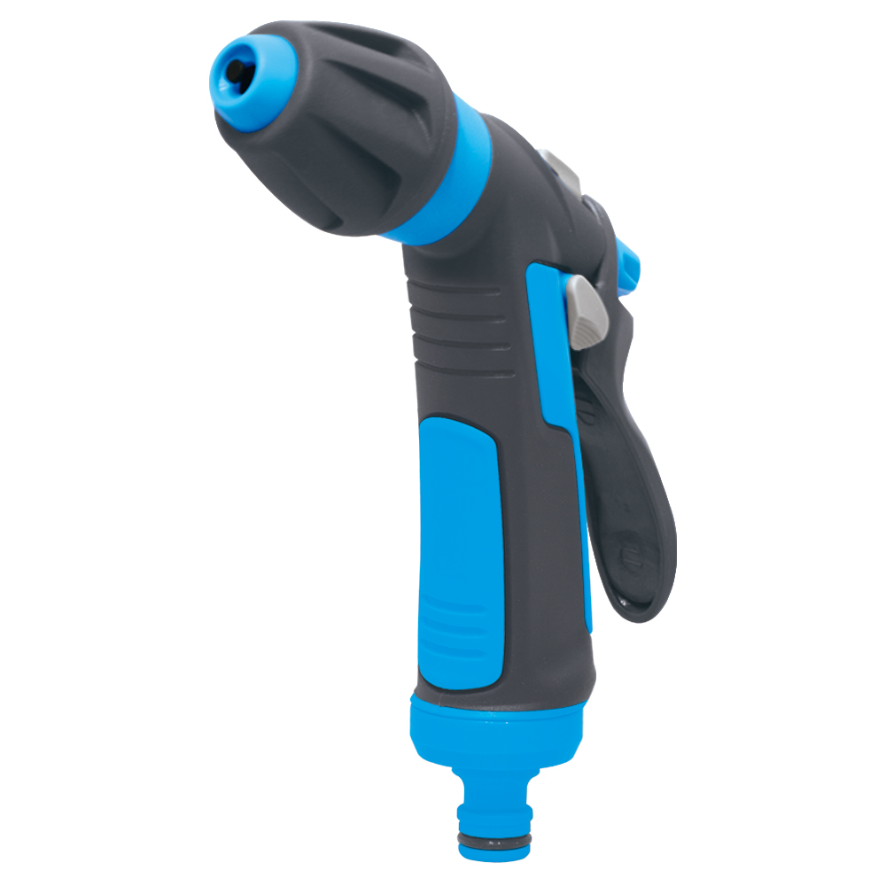 Comfort adjustable spray gun with ergonomic handle and soft rubber grip