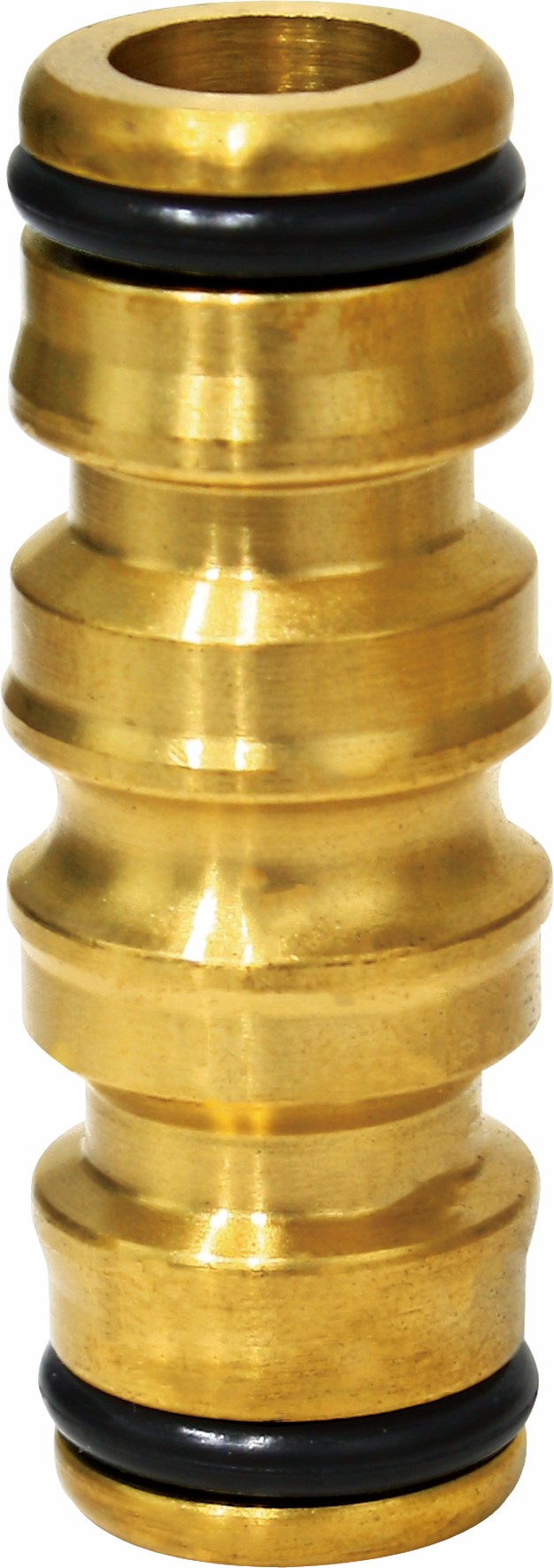 Brass hose connector for joining two hose lines