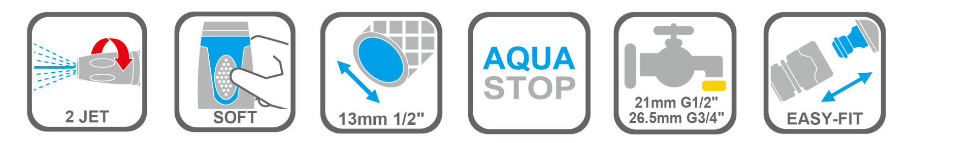 4-piece garden spray nozzle set with adjustable mist to hard jet