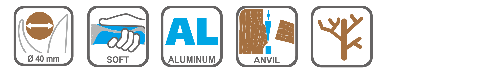 Aluminum pruning shears for dry wood cutting